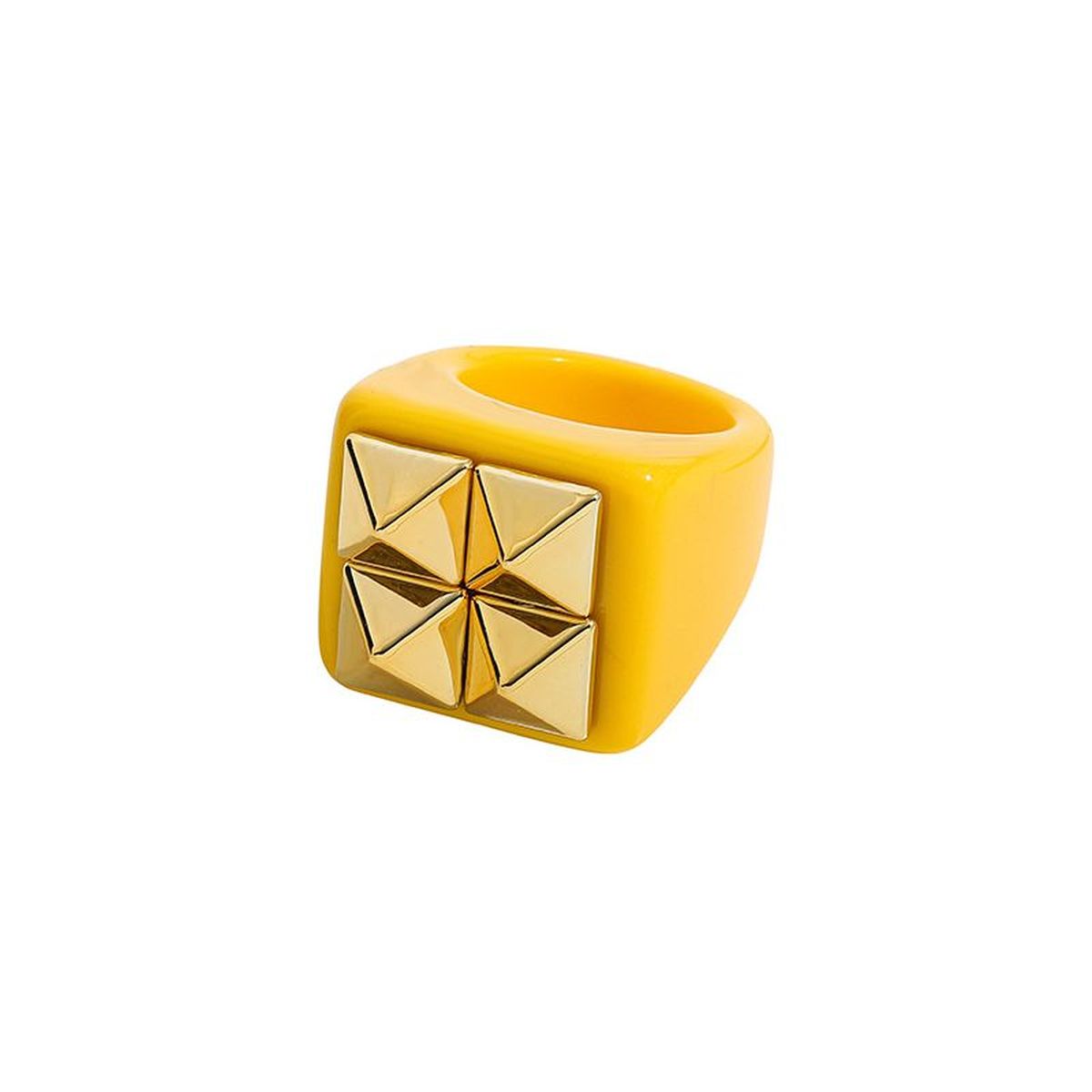 Dual Heart Triangle Cone Ball Gold Multicolor Retro Neon Ring Bulk