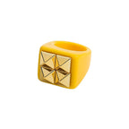 Dual Heart Triangle Cone Ball Gold Multicolor Retro Neon Ring Bulk