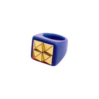 Dual Heart Triangle Cone Ball Gold Multicolor Retro Neon Ring Bulk
