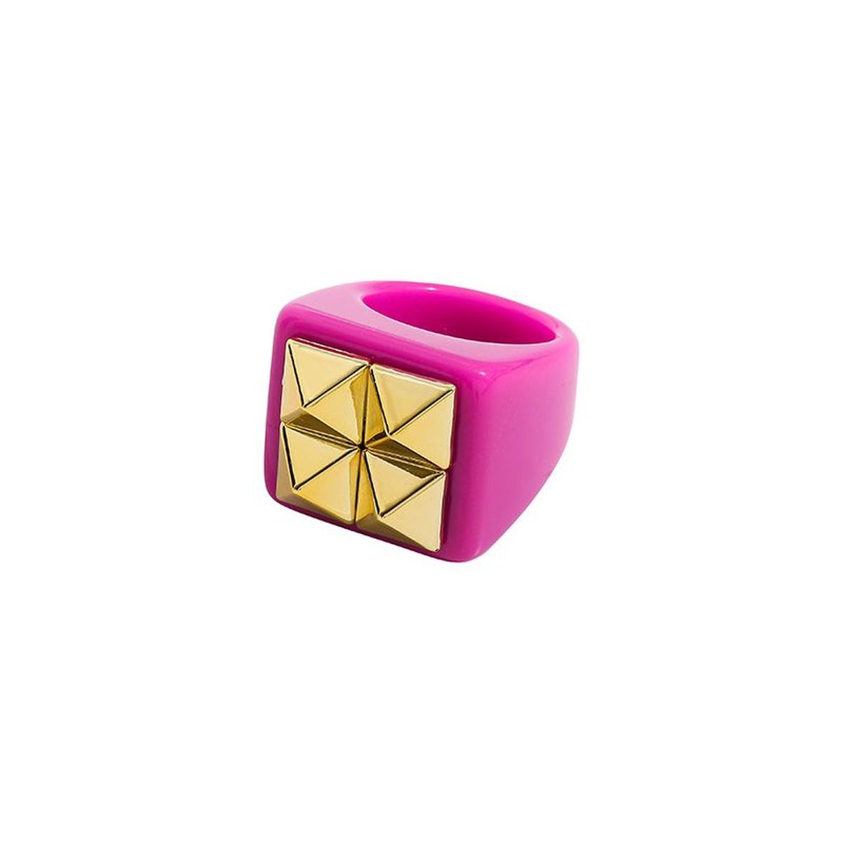 Dual Heart Triangle Cone Ball Gold Multicolor Retro Neon Ring Bulk