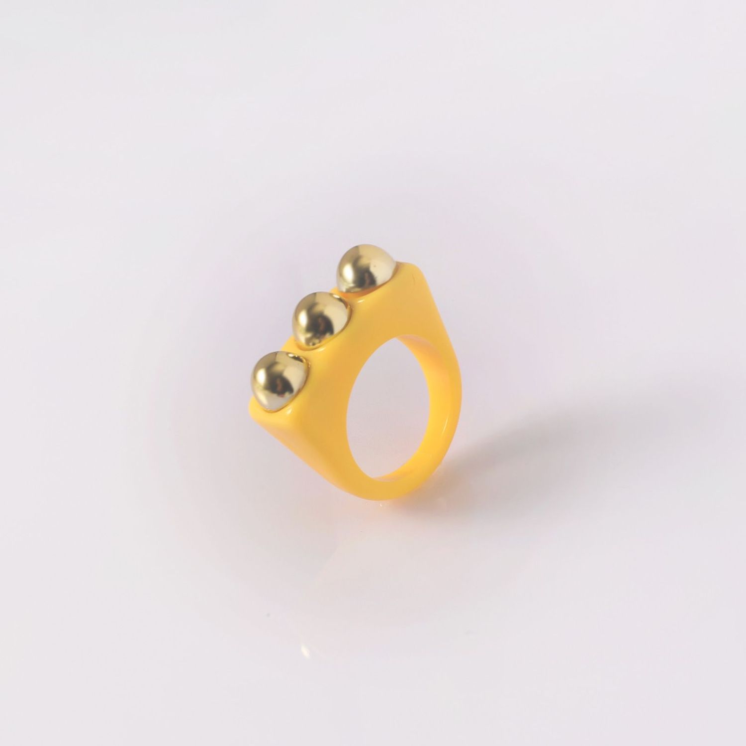 Dual Heart Triangle Cone Ball Gold Multicolor Retro Neon Ring Bulk