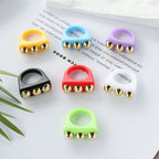 Dual Heart Triangle Cone Ball Gold Multicolor Retro Neon Ring Bulk