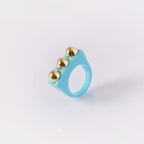 Dual Heart Triangle Cone Ball Gold Multicolor Retro Neon Ring Bulk