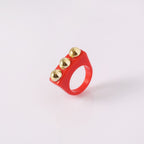 Dual Heart Triangle Cone Ball Gold Multicolor Retro Neon Ring Bulk