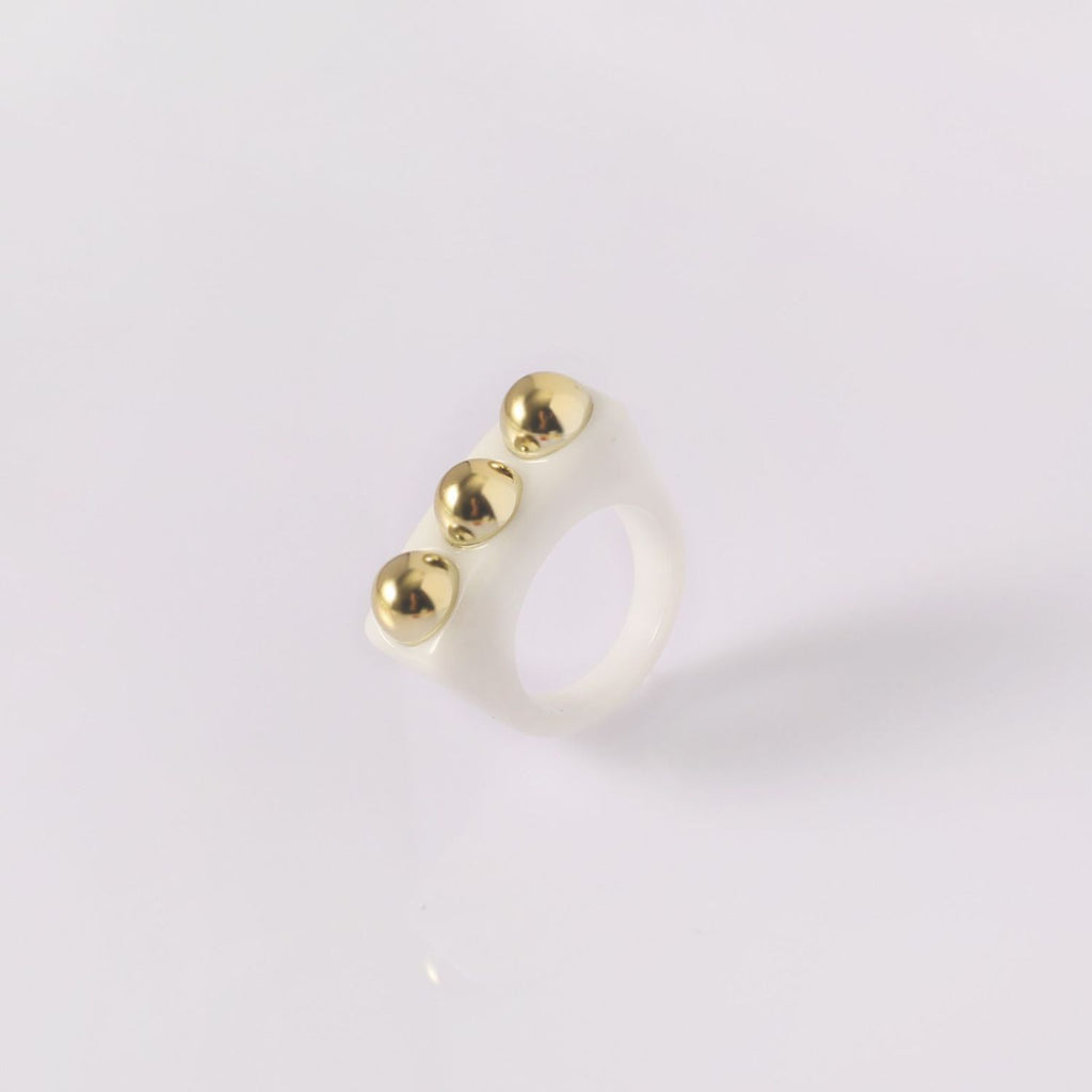 Dual Heart Triangle Cone Ball Gold Multicolor Retro Neon Ring Bulk