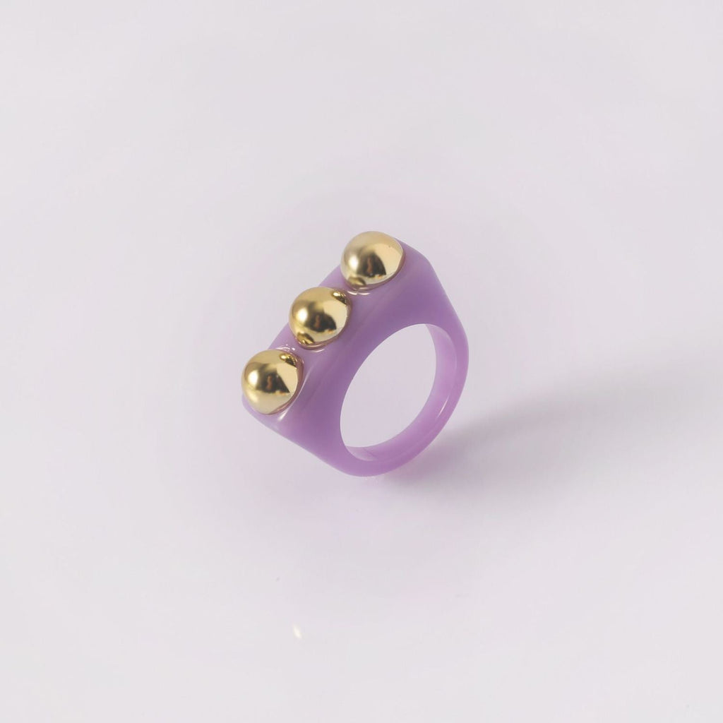 Dual Heart Triangle Cone Ball Gold Multicolor Retro Neon Ring Bulk