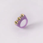 Dual Heart Triangle Cone Ball Gold Multicolor Retro Neon Ring Bulk