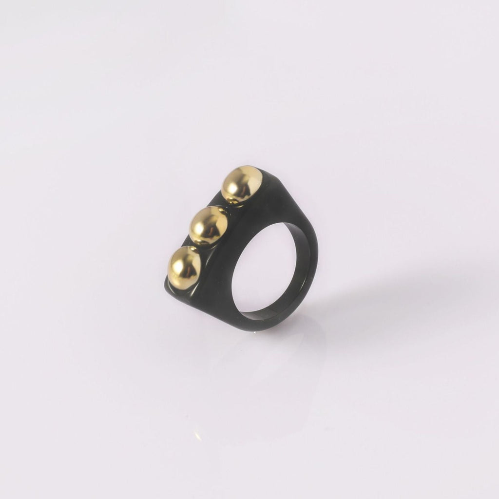 Dual Heart Triangle Cone Ball Gold Multicolor Retro Neon Ring Bulk