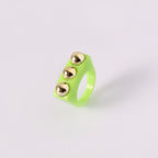 Dual Heart Triangle Cone Ball Gold Multicolor Retro Neon Ring Bulk