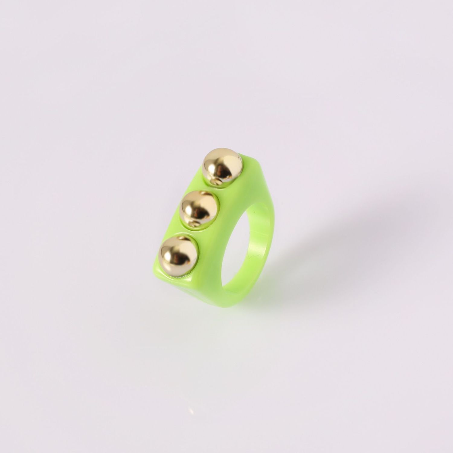 Dual Heart Triangle Cone Ball Gold Multicolor Retro Neon Ring Bulk