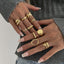 Glossy Geometric 18K Gold Anti Tarnish Pack Of 10 Free Size Ring Bulk