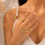 Luxury Chain Link Style Gold Silver CZ Copper Anti Tarnish Ring Bulk