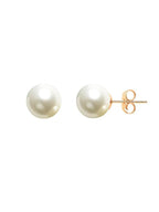 Elegant Round White Rose Silver Gold Pearl Brass Stud Earrings Bulk
