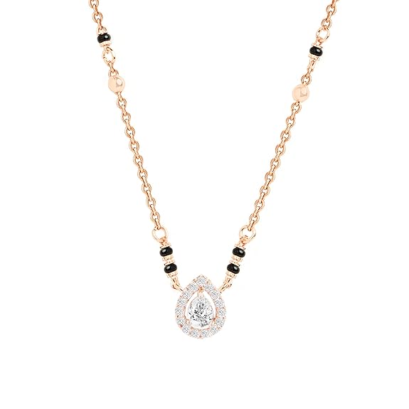 Double Halo Teardrop Rose Silver Gold Plated CZ Brass Mangalsutra Bulk