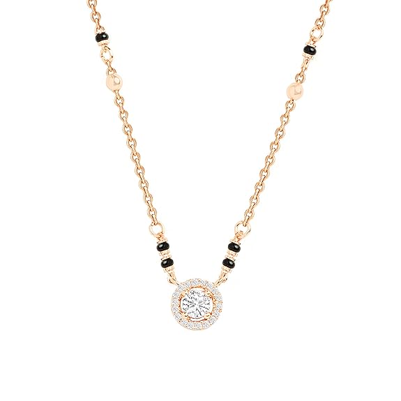 Designer Round Black Beads Rose Silver Gold CZ Brass Mangalsutra Bulk