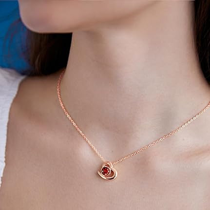 Elegant Heart Design Ruby Red Rose Silver Gold CZ Brass Necklace Bulk