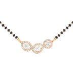 Three Stone Black Beads Rose Silver Gold CZ Brass Mangalsutra Wholesale