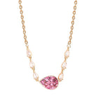 Pink Center Stone & Teardrop Rose Silver Gold CZ Brass Necklace Bulk