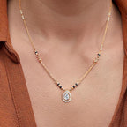 Double Halo Teardrop Rose Silver Gold Plated CZ Brass Mangalsutra Bulk