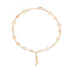 Minimal Star Link Rose Silver Gold CZ Anti Tarnish Brass Anklets Bulk