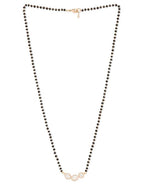 Three Stone Black Beads Rose Silver Gold CZ Brass Mangalsutra Wholesale