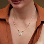 Double Halo Teardrop Rose Silver Gold Plated CZ Brass Mangalsutra Bulk