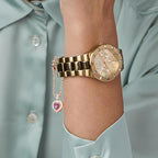 Luxury Heart Charm Rose Silver Plated Gold CZ Brass Watch Charm Bulk