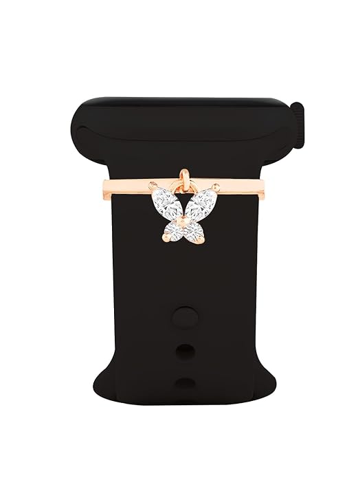 Minimal Butterfly Charm Rose Silver Gold CZ Brass Watch Charm Wholesale