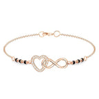 Infinity Heart Mangalsutra Style Rose Silver Gold CZ Brass Bracelet Bulk
