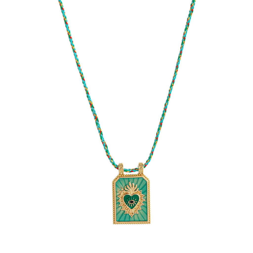 Dual Heart Gold Pink Green Thread Anti Tarnish Necklace Pendant Bulk