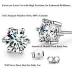 Solitaire 6 Mm Round Cut Cz Stainless Steel Ear Stud Pair Earring