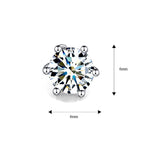 Solitaire 6 Mm Round Cut Cz Stainless Steel Ear Stud Pair Earring
