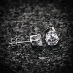 Solitaire 6 Mm Round Cut Cz Stainless Steel Ear Stud Pair Earring