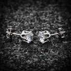 Solitaire 6 Mm Round Cut Cz Stainless Steel Ear Stud Pair Earring