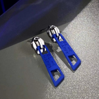 Punk Zipper Silver Blue Green Anti Tarnish Dangler Drop Earring Bulk