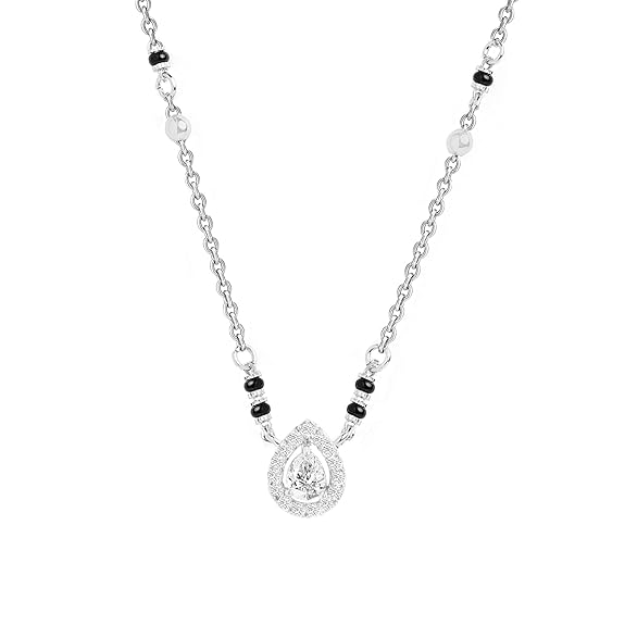 Double Halo Teardrop Rose Silver Gold Plated CZ Brass Mangalsutra Bulk