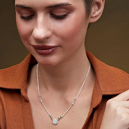 Designer Round Black Beads Rose Silver Gold CZ Brass Mangalsutra Bulk Secondary image