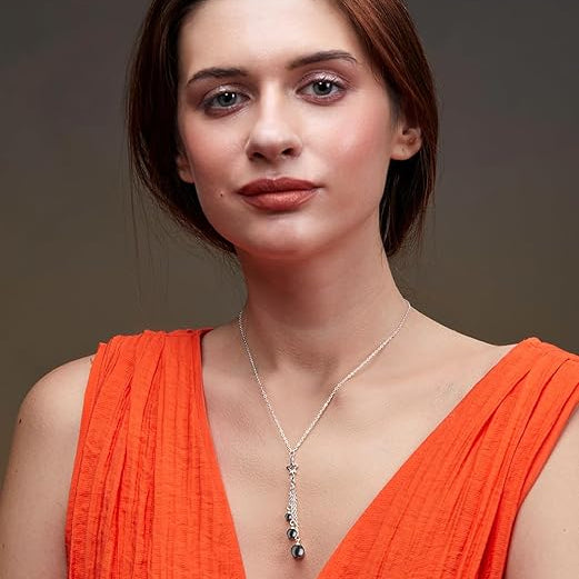Black Beads Tassel with Star Charm Rose Silver Gold Brass Necklace Bulk Secondary image