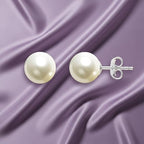 Elegant Round White Rose Silver Gold Pearl Brass Stud Earrings Bulk