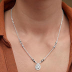 Double Halo Teardrop Rose Silver Gold Plated CZ Brass Mangalsutra Bulk