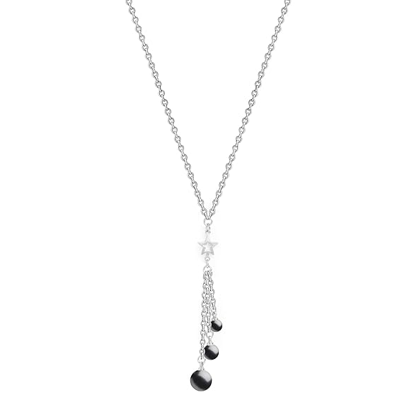 Black Beads Tassel with Star Charm Rose Silver Gold Brass Necklace Bulk