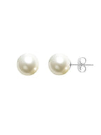 Elegant Round White Rose Silver Gold Pearl Brass Stud Earrings Bulk