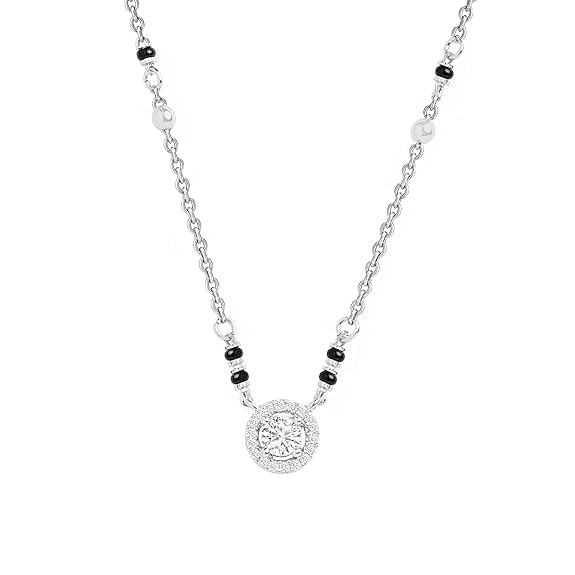 Designer Round Black Beads Rose Silver Gold CZ Brass Mangalsutra Bulk