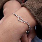 Infinity Heart Mangalsutra Style Rose Silver Gold CZ Brass Bracelet Bulk