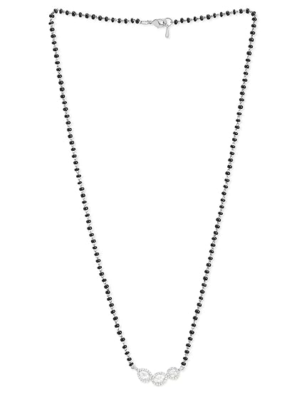 Three Stone Black Beads Rose Silver Gold CZ Brass Mangalsutra Wholesale