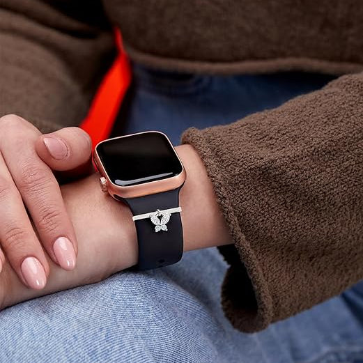 Minimal Butterfly Charm Rose Silver Gold CZ Brass Watch Charm Wholesale