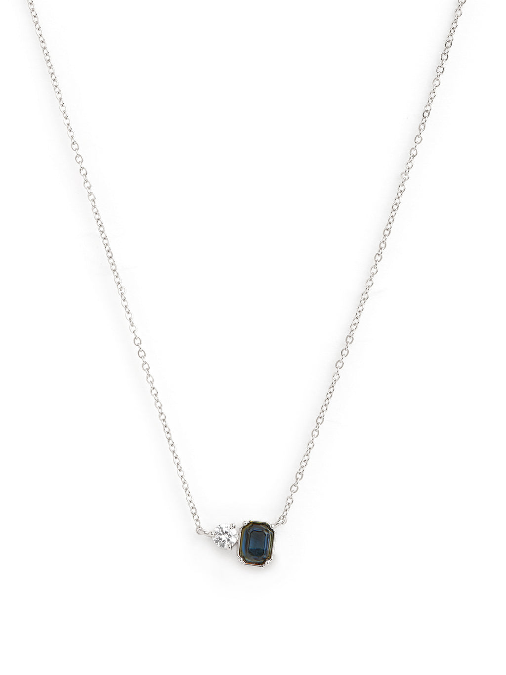 Modern Geometric Rose Silver Gold CZ Anti Tarnish Brass Necklace Bulk