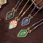 Drop Hamsa Hand Enamel 18K Gold Multicolor Toggle Thread Anti Tarnish Necklace Pendant For Women