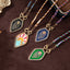 Drop Hamsa Hand Enamel 18K Gold Multicolor Toggle Thread Anti Tarnish Necklace Pendant For Women
