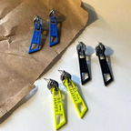Punk Zipper Silver Blue Green Anti Tarnish Dangler Drop Earring Bulk